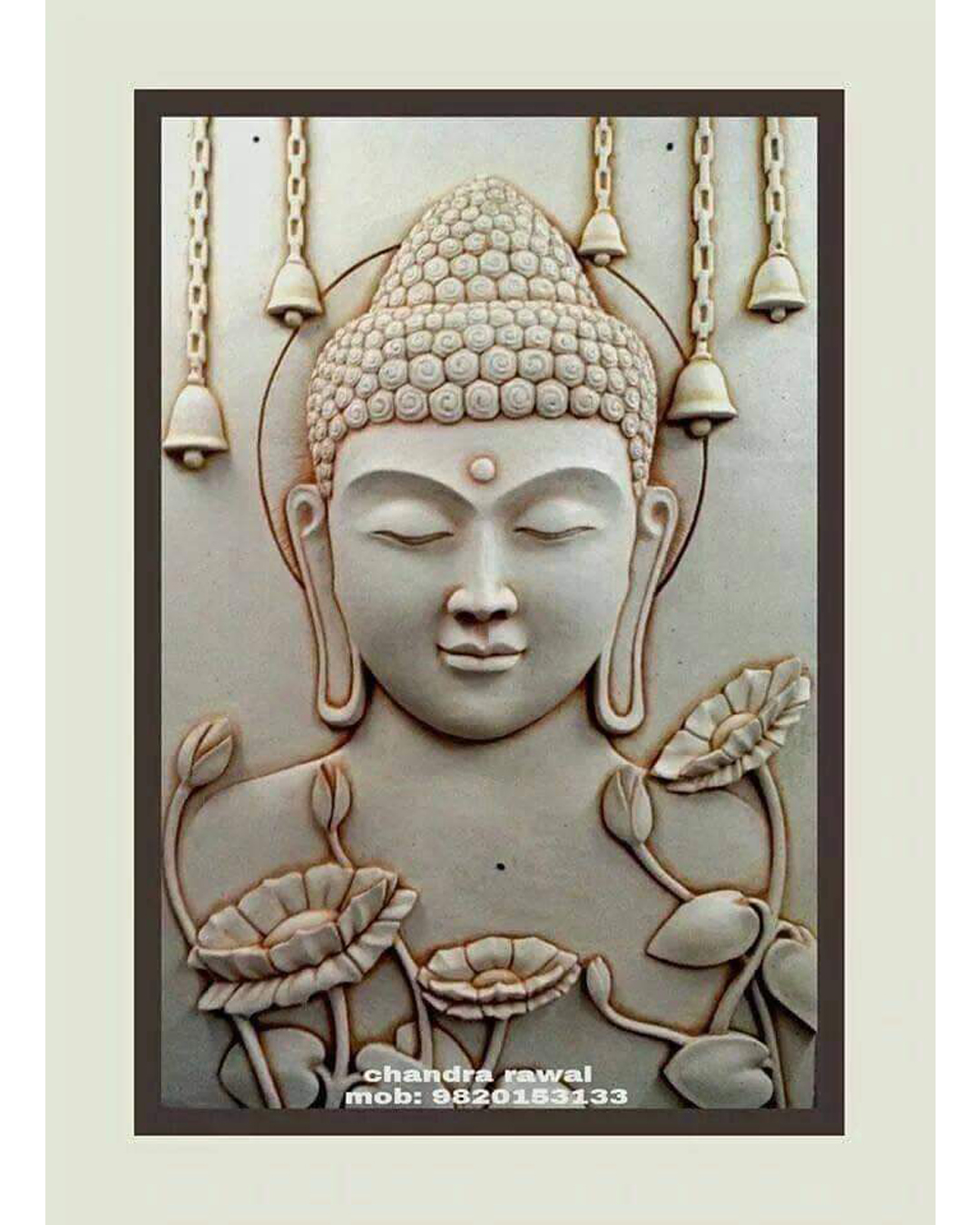 Riddhi Siddhi Art Creations - Serene Lotus Pond Buddha Face Mural